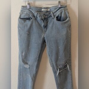 Levi’s 535 Super Skinny Jeans Size 31 Light Wash Distressed Paint Splatter